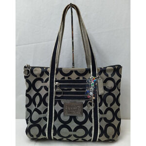 Coach Poppy Signature Black Canvas Double Handles Tote Bag